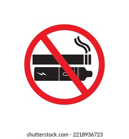 no fumar, incluido el diseño del logotipo del vector del icono de cigarrillos electrónicos