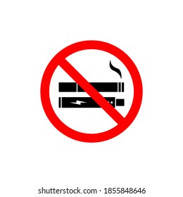 No fumar, incluido el cartel de cigarrillos electrónicos. Icono aislado en fondo blanco. Ilustración del vector EPS 10