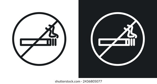 Icono de signo de cigarrillos electrónicos diseñado en un estilo de línea sobre fondo blanco.