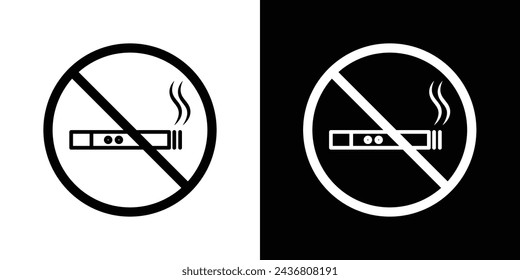 Icono de la línea de la señal de los cigarrillos electrónicos en el fondo blanco para la web.