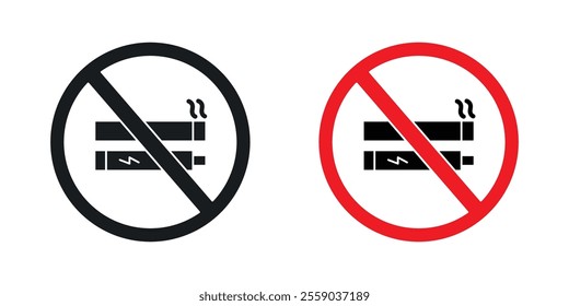 No smoking including electronic cigarettes sign vectors in black and colored version