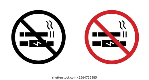 No smoking including electronic cigarettes sign vectors in flat syle