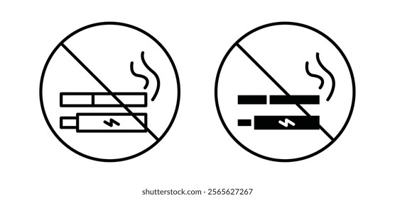 No smoking including electronic cigarettes sign vector in black and red colors