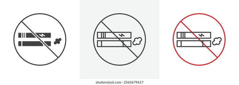 No smoking including electronic cigarettes sign vector in black and colored versions