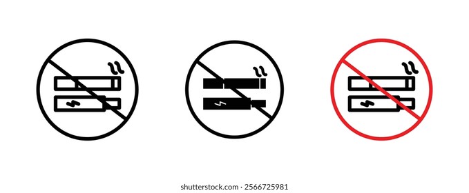 No smoking including electronic cigarettes signs vector collection pack