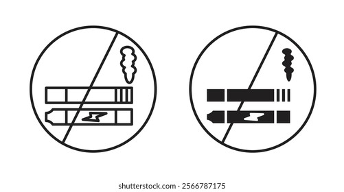 No smoking including electronic cigarettes signs vector illustration pack