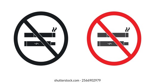 No smoking including electronic cigarettes signs set in black and colored