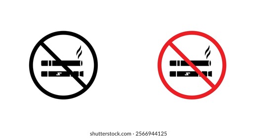 No smoking including electronic cigarettes signs. vector signs set