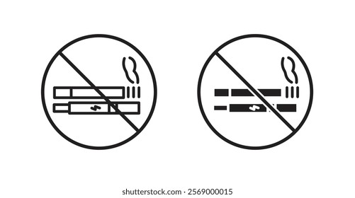 No smoking including electronic cigarettes sign vector set vector graphics designs