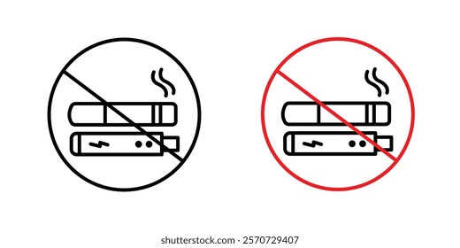 No smoking including electronic cigarettes signs vectors on white background.