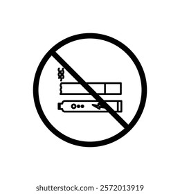 No smoking including electronic cigarettes sign vector in black colors