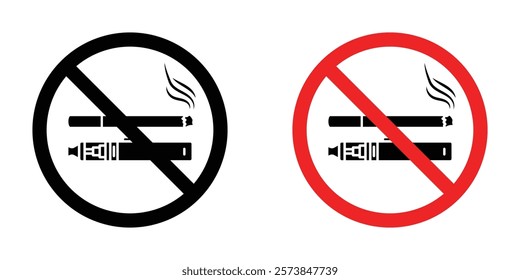 No smoking including electronic cigarettes signs vector set