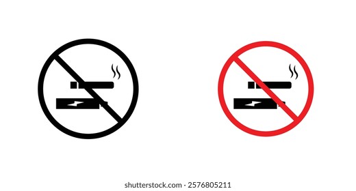 No smoking including electronic cigarettes sign vector pack for web designs