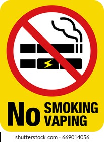 No Smoking including electronic cigarettes sign.