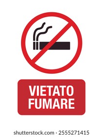 ”Vietato fumare” no smoking in Italian sign vector