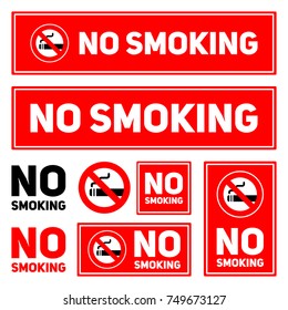 No Smoking labels set on a white background perfect for making stickers for shops and accommodation on the website or blogs isolated vector illustration eps10