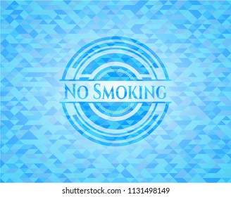 No Smoking light blue emblem. Mosaic background