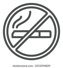 No smoking line icon, smoking issues concept. Vector graphics. Cigarette tobacco sign on white background, outline style icon for mobile or web design