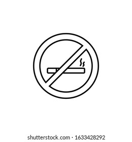 no smoking line icon on white background
