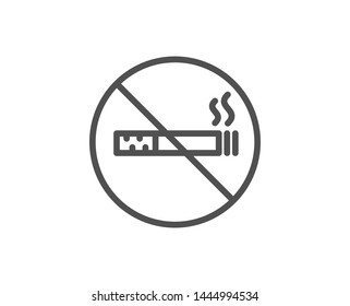 Значок линии для некурящих. Знак «Стоп дым». Символ гостиничного сервиса. Качественный элемент дизайна. Линейный стиль для некурящих значок. Редактируемый обводка. Вектор