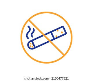 Icono de la línea de no fumar. Deja de fumar. Prohibir el símbolo del cigarrillo. Concepto colorido del contorno de línea delgada. Estilo lineal sin icono de fumar. Trazo editable. Vector