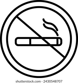 Ilustración de plantilla de diseño vectorial de icono de línea sin humo con trazo editable