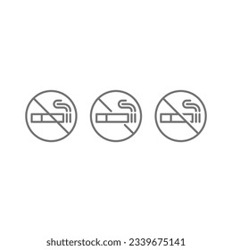 Prohibición de la prohibición de fumar signo vectorial. Icono de contorno no permitido para fumar.
