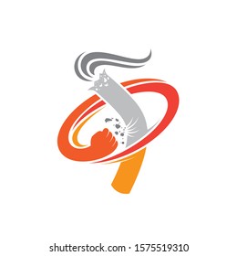 No smoking logo design concept, vector of hand hitting a cigarette for world no tobacco day symbols, health and care logo