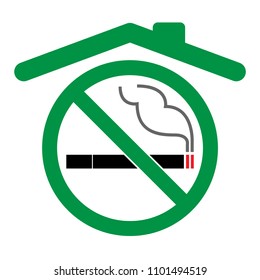 no smoking in logo home,house sign isolated on white background,warning label vector eps 10.