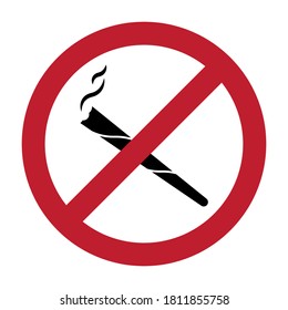 No Smoking Marijuana Or Cannabis Smoke Ban Sign Flat Icon