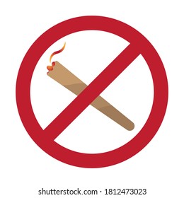 No Smoking Marijuana Or Cannabis Smoke Ban Sign Vector Color Icon