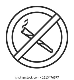 No Smoking Marijuana Or Cannabis Smoke Ban Sign Line Art Icon