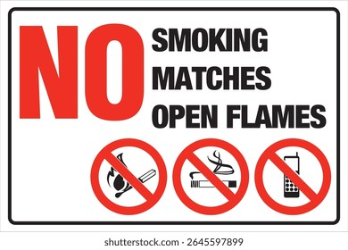 No Smoking Matches Open Flame Warning Sign Safety Sign Vector EPS, Illustration Prohibition Sign