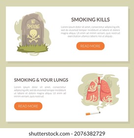 No Smoking and Nicotine Addiction Warning Landing Page Vector Template