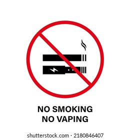 Icono de silueta negra prohibido de fumar nicotina y cigarrillo electrónico. Prohibir el pictograma de humo y cigarrillos. Prohibido Fumar Área Vaping Símbolo Red Stop. Ilustración de vectores aislados.