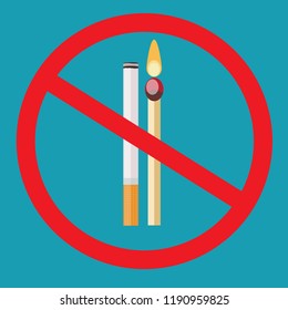 No smoking, No open flame- Fire, open ignition source and smoking prohibited signs. Stock flat vector illustration.
