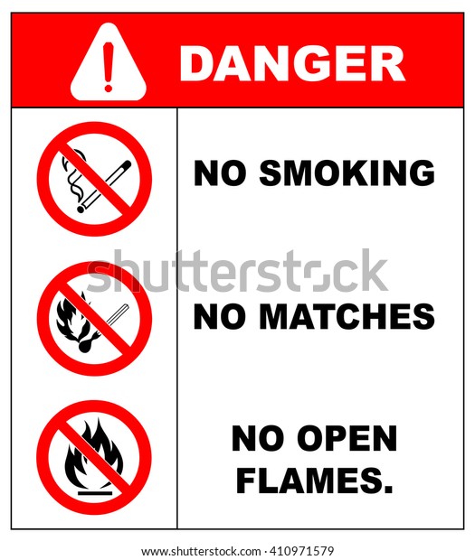 No Smoking No Open Flame Fire Stock Vector Royalty Free
