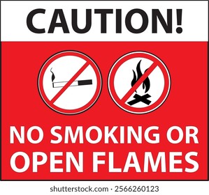 No smoking or open flames sign notice vector, smoking prohibited area sign, Flames not allowed here sign vector