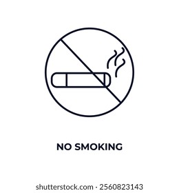 no smoking outline icon. Linear vector from hotel concept. Thin line no smoking icon isolated on white background