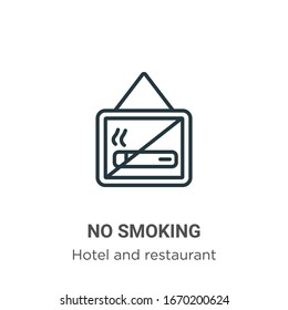 No smoking outline vector icon. Thin line black no smoking icon, flat vector simple element illustration from editable hotel concept isolated stroke on white background