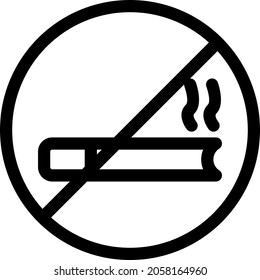 No Smoking Outline Vector Icon Design
