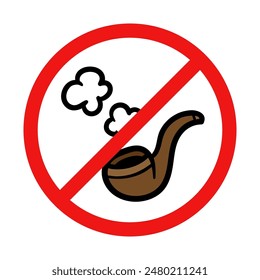 No Smoking Pipe Sign on White Background