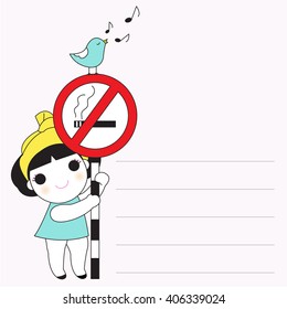 No Smoking Please Character Paper Note illustration