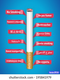 no smoking poster in different languages- vector eps10