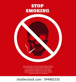 No Smoking poster Smoking  skull  vector illustration eps 10