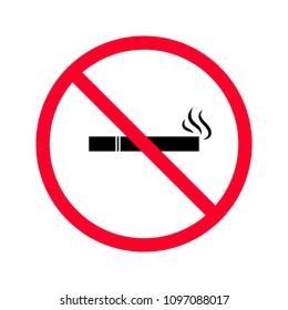 no smoking, prohibiting sign, isolated icon, cigarette crossed out, in red circle, vector symbol