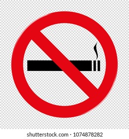 No Smoking Prohibiting Sign - Vector Illustration - Isolated On Transparent Background