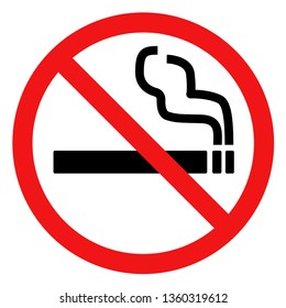 no smoking prohibition sign red on white background