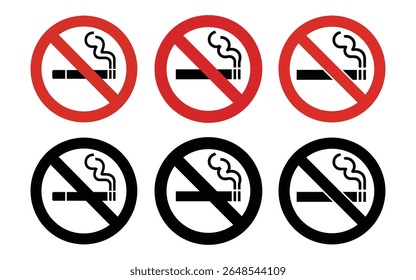 No smoking prohibition symbols show healthy lifestyle and smoke free zone, smoking is not allowed concept.