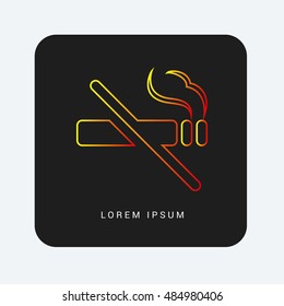 No Smoking Red & Orange gradient attractive line thin icon / logo design